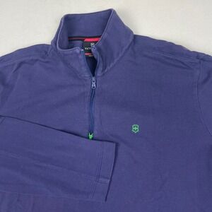 Victorinox Swiss Army Mens Navy Blue Tailored Fit Quarter Zip Pullover Medium